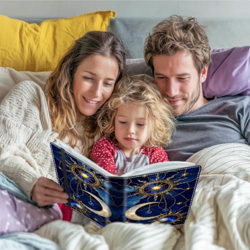 Image of Photo Album 4x6 120 Photos with Strong Elastic Band, Stained Glass Moon | Large Capacity Premium Leather Picture Album, Portable Wallet Albums Photo Book for Family Anniversaries Wedding Baby