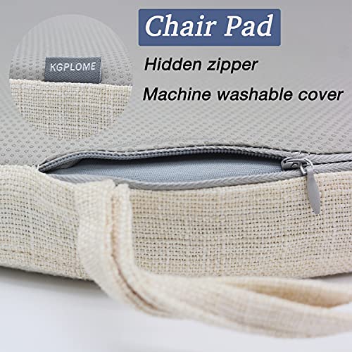 Kgplome Chair Cushion With Ties For Dining Chairs - Memory Foam Non Slip Kitchen Chair Pad And Dining Seat Cushion With Machine Washable Cover Set Of 4 [16.5 X 16.2 Inches] (Light Beige, 4) #TOP6