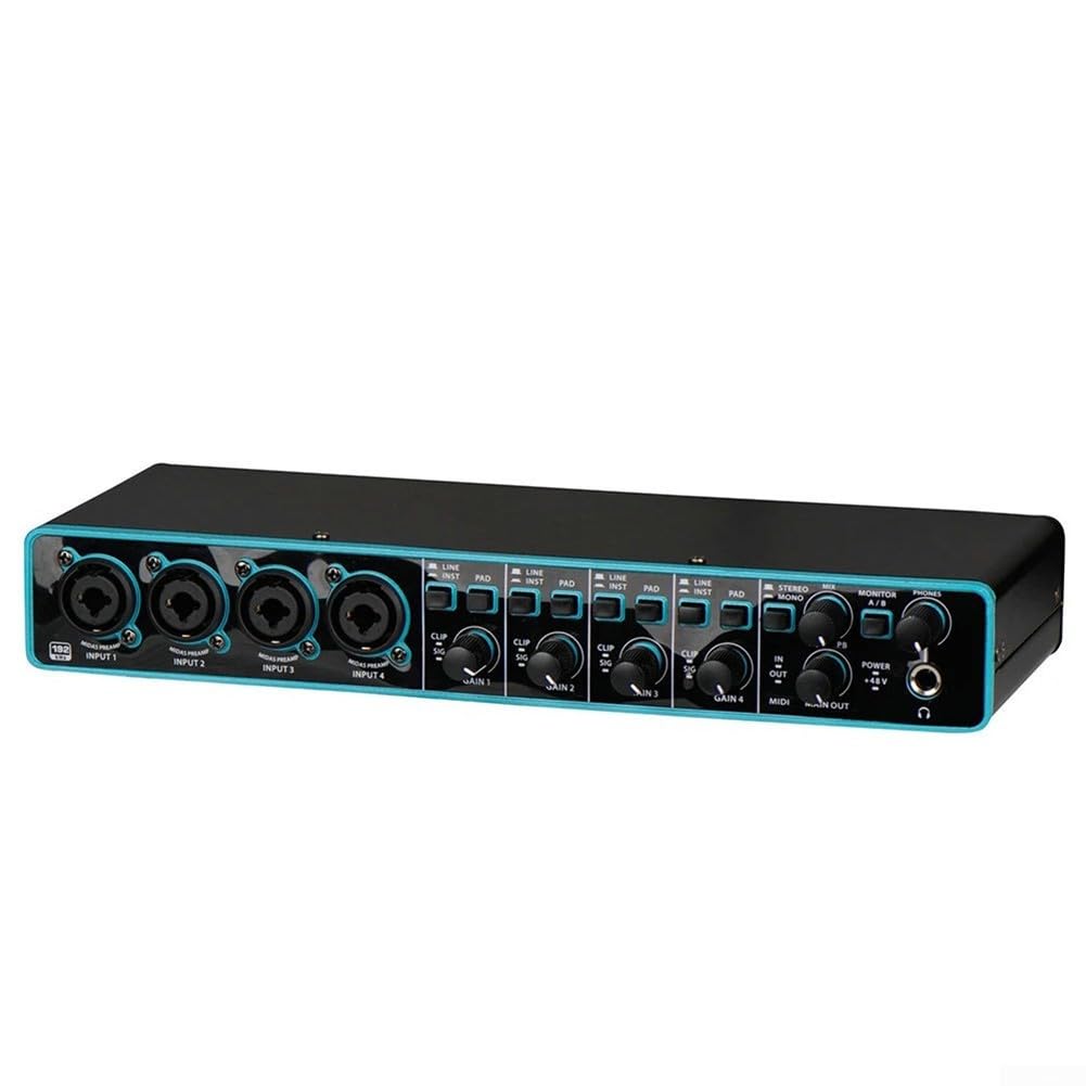 Interfaccia audio USB per registrazione, streaming e podcasting, con configurazione 4x4 e preamplificatore microfono per registrazione in studio, multi strumento