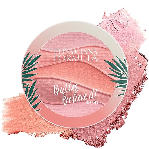 Physician’s Formula, Inc., Butter Believe It! Blush, Multi-colored Cream Blusher with Buildable Formula for a Natural Look, with Murumuru Butter, Cupuacu Butter, and Tucuma Butter, Pink Sands
