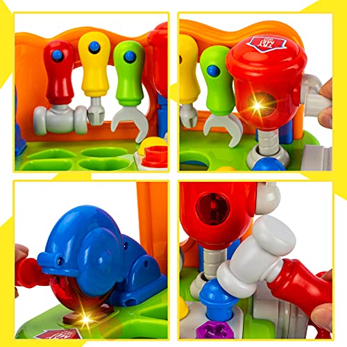 Covtoy Toddler Tool Set, Toddler Toys Age 1-2 with Shape Sorter, Baby Tool Kit with Sounds and Lights Toys for 1 Year Old Boy Birthday Gifts