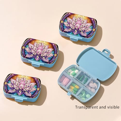 Image of ARTopet Diamond Art Painting Mini Storage Box with 6-Grid Creative Design Compact Portable Small Case for Purse Travel Daily (Flower)