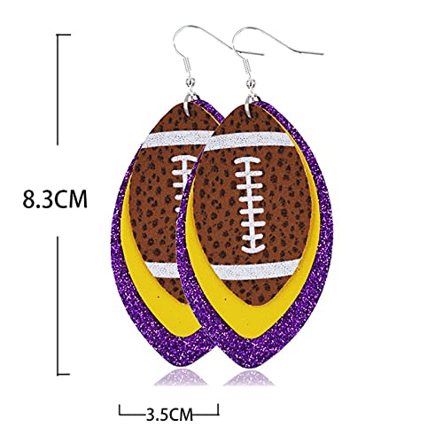 Bohemian Multicolor Glitter Faux Leather Football Drop Dangle Handmade Lightweight Multilayered Earrings Sparkly Statement Jewelry for Women2