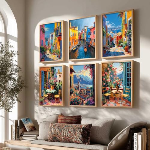 Image of kotart - City view wall Paintings with Frame for Home Decoration - Painting for Living Room Bedroom Office Wall hanging frames Set of 6 - (19X25 INCH, E)