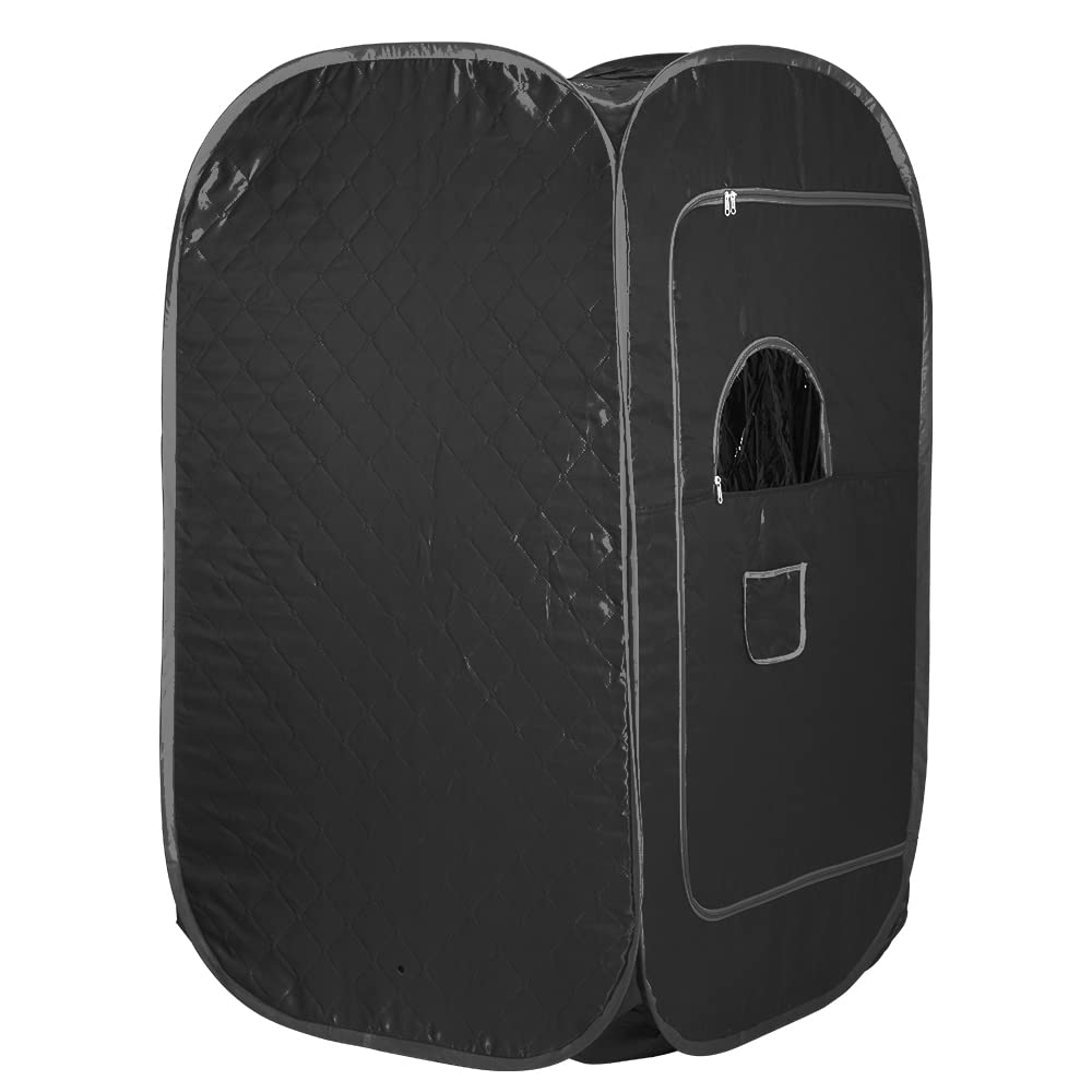 Sauna à Vapeur et Cabine 2L 1000W Tente de Sauna Portable Pliable Isolante à Quatre Couches et Générateur de Vapeur de Sauna pour Bain de Sauna, Détoxification, Thérapie Corporelle(noir)