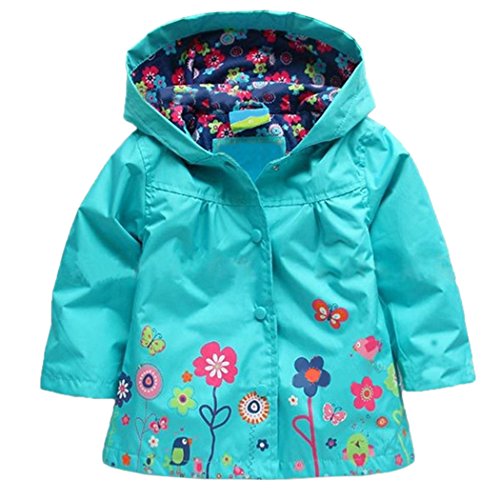 Arshiner Girl Baby Kid Waterproof Hooded Coat Jacket Outwear Raincoat Hoodies 2-6Y Blue