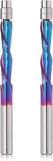 2PCS Down Cut Spiral Flush Trim Router Bit,1/4" Shank 1-1/8" Cutting Length Extra Long 3" OVL,Carbide Spiral Pattern Router Bit with Nano Coated for Woodwoking