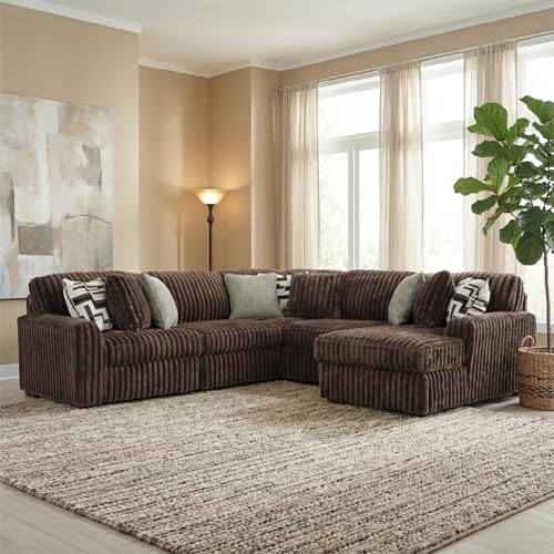 Image of Signature Design by Ashley 5-Piece Sectional Couch with Chaise, Chocolate