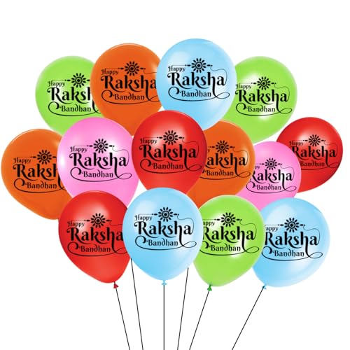 Image of HK balloons 50Pcs Printed Happy Raksha Bandhan Decoration Item Rakhi decoration For Brother Sister Gifts Balloon Rakhi Celebration Party Decoration Multicolor Balloons Rubber