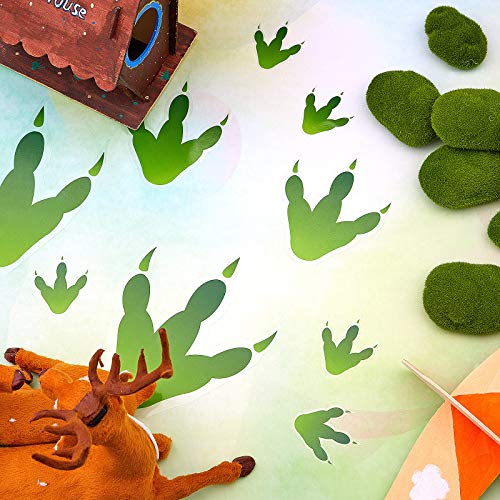 80 Stück Dinosaurier-Fußabdruck-Aufkleber, Dinosaurier-Fußabdruck, PVC, kreative Wandaufkleber, Dekoration für Fensterkunst, für Hausparty, 3 Größen (grün)
