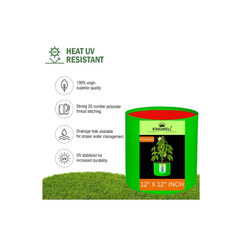 Kingwell Plant Grow Bags 12x12 inch pack of 10, Bags for Plants Gardening Home, Grow Bags for Terrace Gardening 3