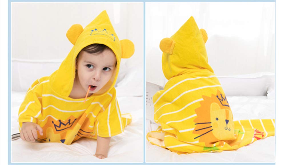 Tonwhar - Toalla de playa con capucha para niños, diseño de animales de dibujos animados de algodón, para niños y niñas de 2 a 4 años (león)