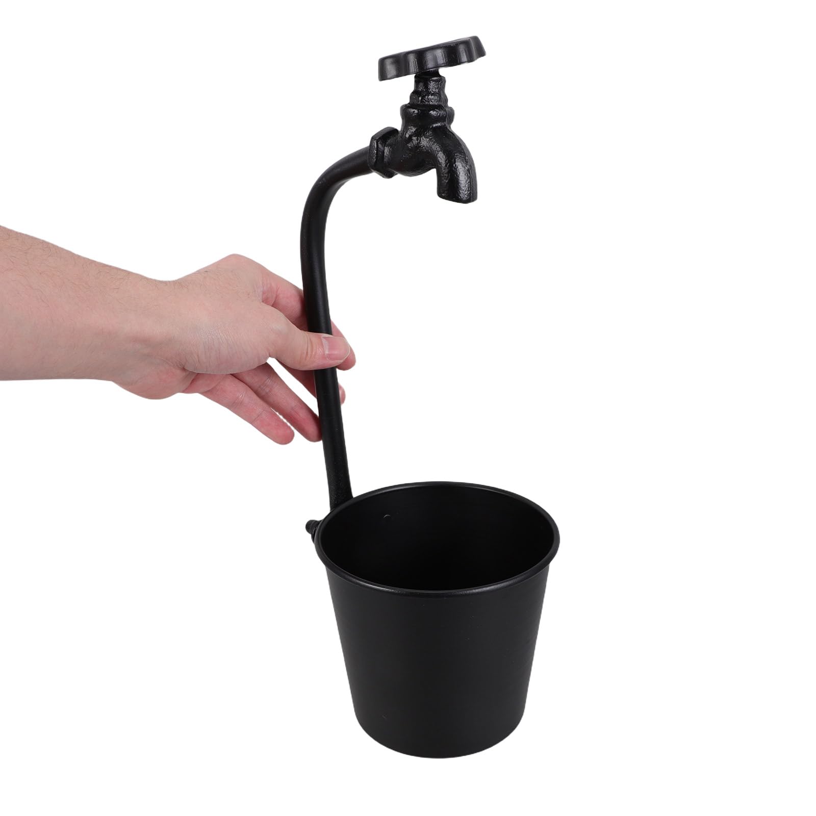 Jardinière Rétro en Fer Noir avec Robinet Métal pour Extérieur, Pot de Fleurs Rustique Multifonction Adapté la Décoration de Table et Jardin