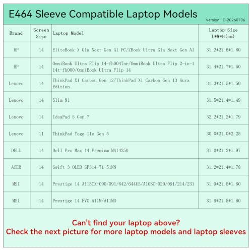 Image of Smatree Elite Laptop Sleeve for 14 inch HP /Lenovo /DELL /ACER /MSI | for 14 inch HP EliteBook /ZBook Ultra /OmniBook,Lenovo ThinkPad Yoga /IdeaPad /Slim,DELL Pro Max 14 Premium,ACER Swift,MSI(E464)