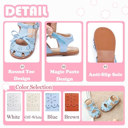 Image of Flaryzone Girls Sandals Closed Toe Summer Flats Dress Sandals Shoes Toddler /Little Kid