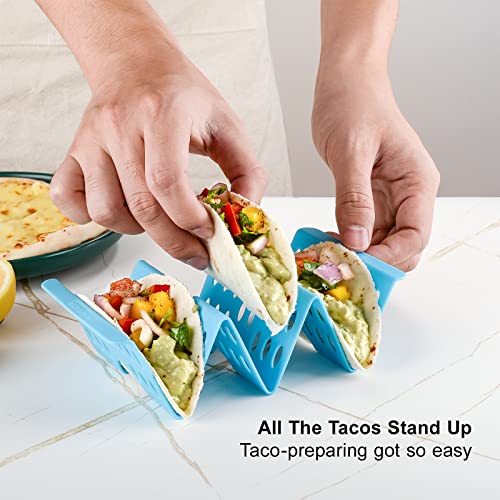 Colorful Large Taco Holders Set Of 6+1, Premium Taco Stands For 3 Tacos Or 2 Tacos Each, Taco Holder Stand, Taco Tray Holder, Taco Shell Rack Holder, Bpa Free, Dishwasher & Microwave Safe #TOP1