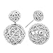 She Lian Vintage Hollow out Womens Double Side Round Ball Stud Earrings(White Gold Tone)