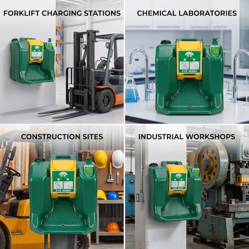 Image of 16 Gallon Portable Eyewash Station, ANSI Z358.1 Compliant Gravity Fed Emergency Eye Wash, Wall Mountable ABS Equipment with Handle for Industrial Chemical Worksites & Manufacturing