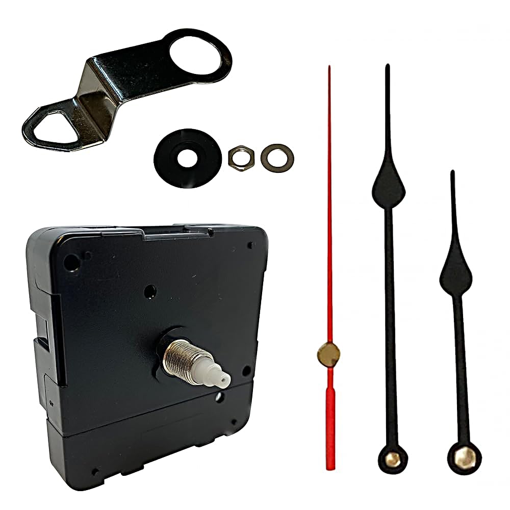 New or Replacement Battery Operated Non Ticking Reverse “Barbers Clock” Quartz Mechanism/Motor Wall Clock DIY Repair. Please Note Hands Will Rotate Anti-Clockwise! (110mm Black Hands)