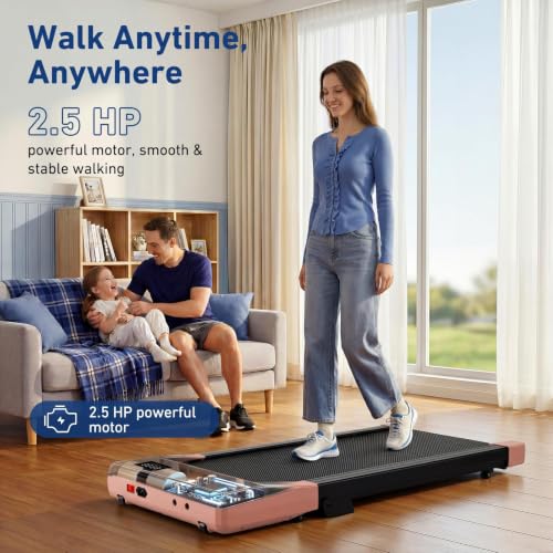 Image of DeerRun Walking Pad with 6% Incline, 3 in 1 Under Desk Treadmill for Home Office & Small Spaces, 2.5HP Quiet Walking Pad Treadmill with 300lb Capacity, 0.6-3.8MPH, App & Remote Control