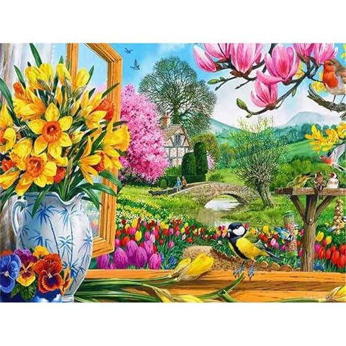 Loisir Créatif Diamant Fleurs d'oiseaux 80x100 | Cadeau DIY Anniversaire Fête