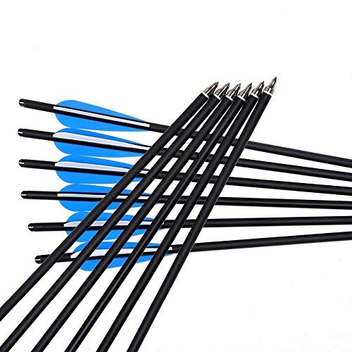 Jocoo 20" Carbon Crossbow Bolts Hunting Archery 20 Inch Arrows With 4" Vanes And Replaced Arrowhead/Tip (12 Pack) #TOP5
