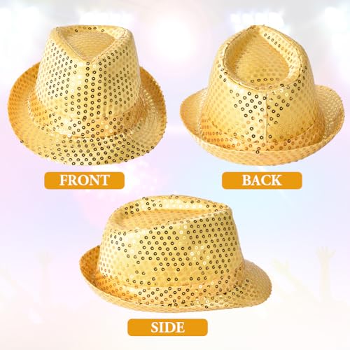 Aomig Sequin Hat, Glitter Jazz Caps for Adult, Sequin Fedora Hat for Party, Hip-Hop Sequin Hat Fancy Dress, Shiny Disco Hat for Hen Party Night Jazz Dancers Gangsters Rapper Cowboy Mardi Gras Silver - Image 2