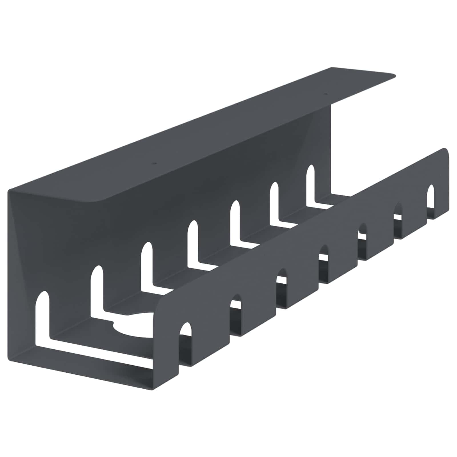 Gestión de cables debajo del escritorio, juego de 2 canaletas de cables de acero con recubrimiento en polvo, soporte para cables para organizar el trabajo, antracita 43 x 10 x 10 cm