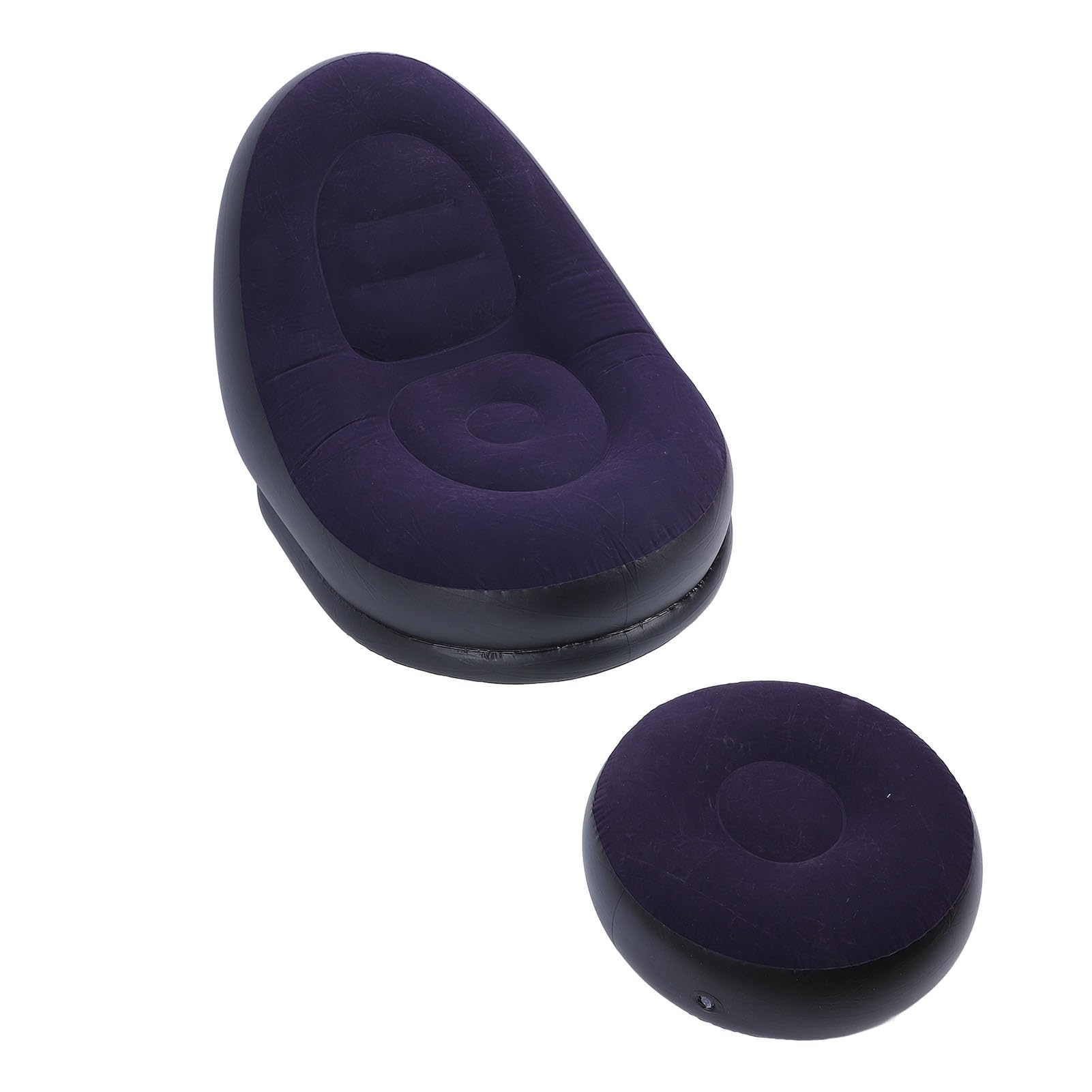 ciciglow Canapé Gonflable, Chaise Longue Gonflable avec Repose-Pieds, Charge de 100 Kg, Flocage Doux, Chaise Longue Gonflable pour Salon, Voyage en Plein Air (Bleu foncé)