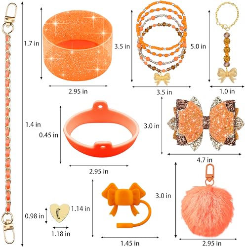 Hpebl 11PCS Bow Accessories for Stanley Cup Tumbler 30 40oz,Orange - image 3