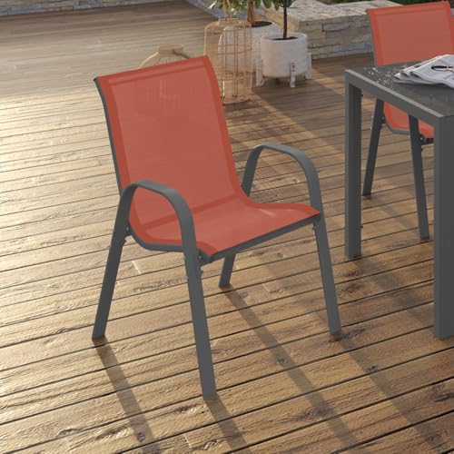 Chaises de jardin empilables LYMA terracotta pour optimiser un petit espace - 3
