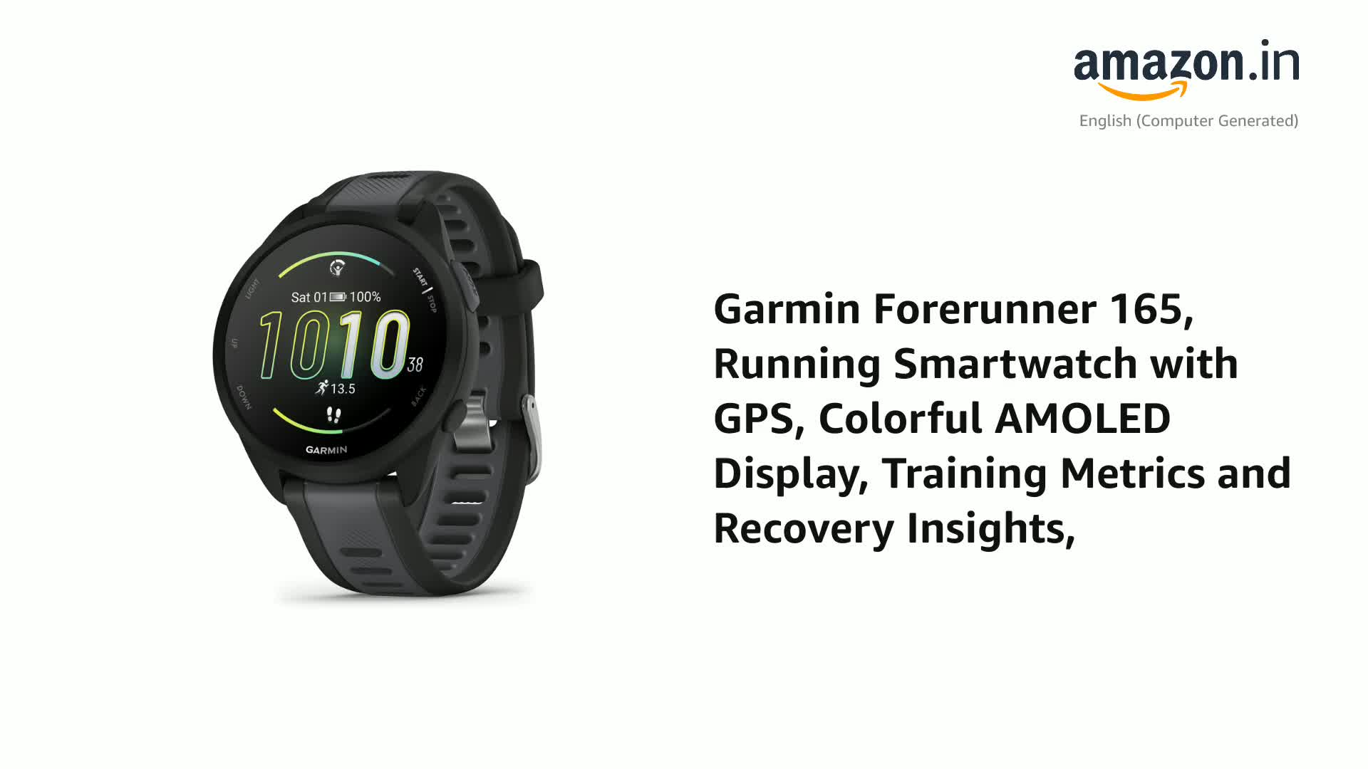Forerunner 165 Without Music (Black/Salte Gray) : Amazon.in
