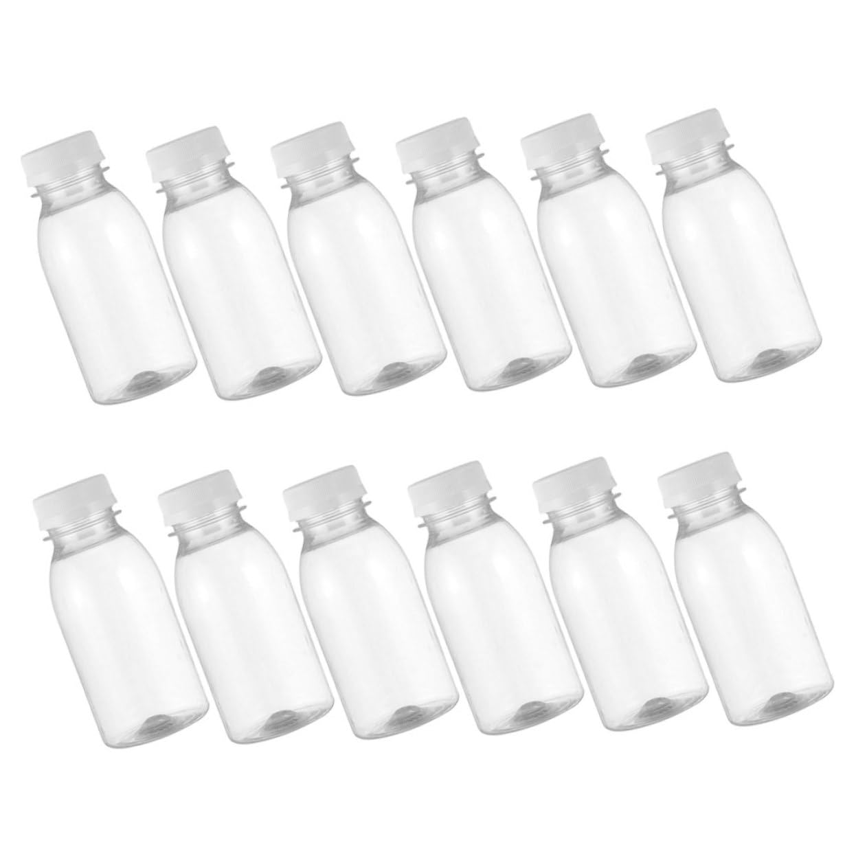 PHENOFICE 20pcs Milk Bottle Juice Bottles Milk Tea Bottles Drink Bottles with Caps Clear Bottles with Caps Empty Bottles for Drinks Cold Beverage Bottles Small Bottles Transparent The Pet