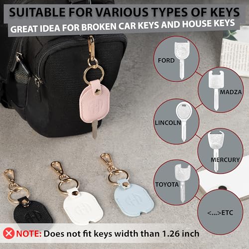 Image of Leather Keys Sleeve for Broken Car Key Loop Replacement - Cute Keychain Cover - Protector, Holder for Men & Women