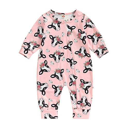 Image of CIYCUIT Baby Girls Cactus Footies Newborn Zip Up Onesie Romper