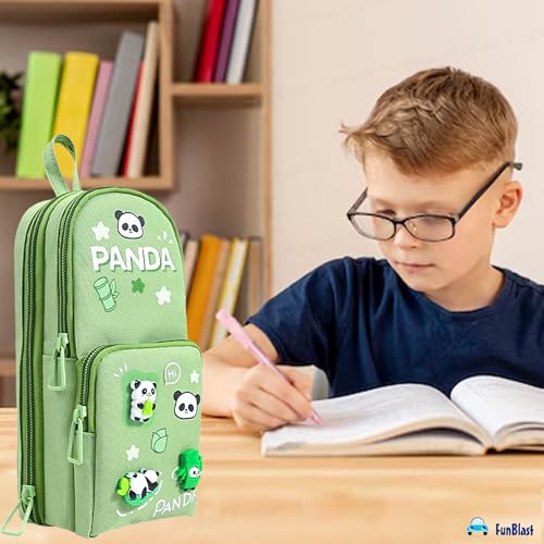 Image of FunBlast Pencil Pouch for Kids, Girls - Panda Design Large Capacity Multipurpose Stationery Zipper Pouch for Kids & Adults, Kawaii Aesthetic Pencil Case Organizer, Cute School Supply Bag