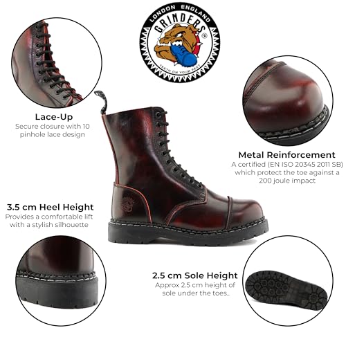 Grinders Unisex Wine Stag ACS Leather Steel Toe Cap Lace Up Boots2