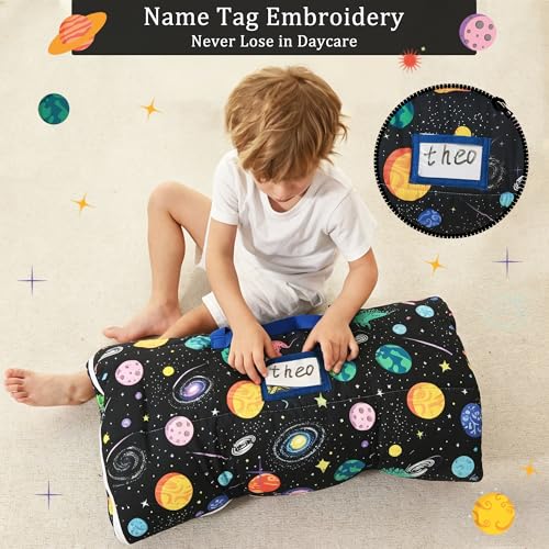 Image of Toddler Nap Mat for Preschool 50''x30'' Sleeping Mat with Removable Pillow and Minky Blanket for Kids Ages 3-7 Roll Up Soft Sleeping Bag for Boys Girls Kindergarten Daycare Sleepover