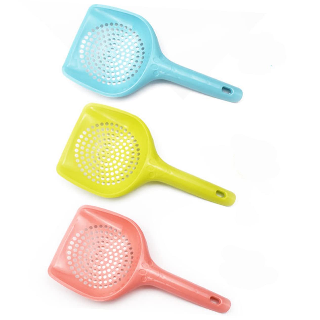 FDEFIRTFG Cat litter scoop, 4pcs Long Handle Kitten Litter Tool Pet Waste Cleaning Hard Plastic Random Colors