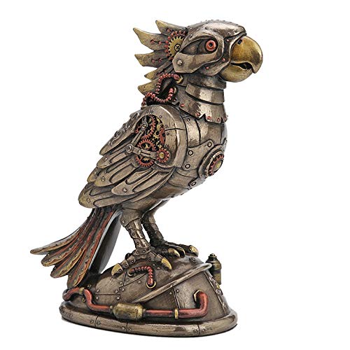 Estatua decorativa de loro cacatúa steampunk de resina miniatura 3