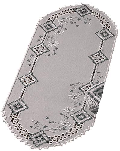 Broderie comptee Permin Hardanger chemin de table gris haute qualite - 2