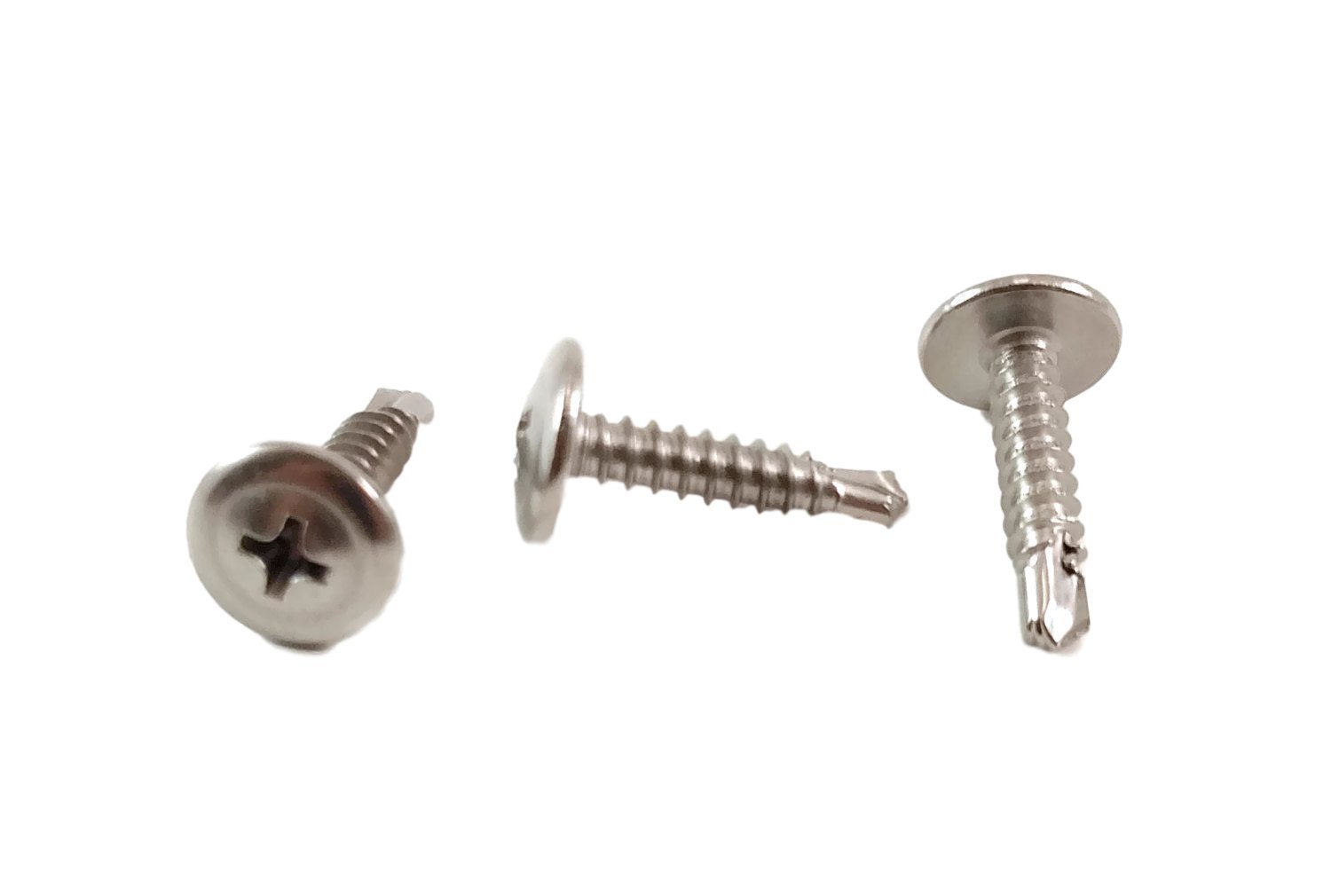 410 Stainless #8 x 1-5/8" Wafer Head Philips Self Drilling Sheet Metal Tek Screws, (1/2" to 1-5/8" Length in Listing), 100 Pieces, Modified Truss Head Self Driller (#8 x 1-5/8 inch)