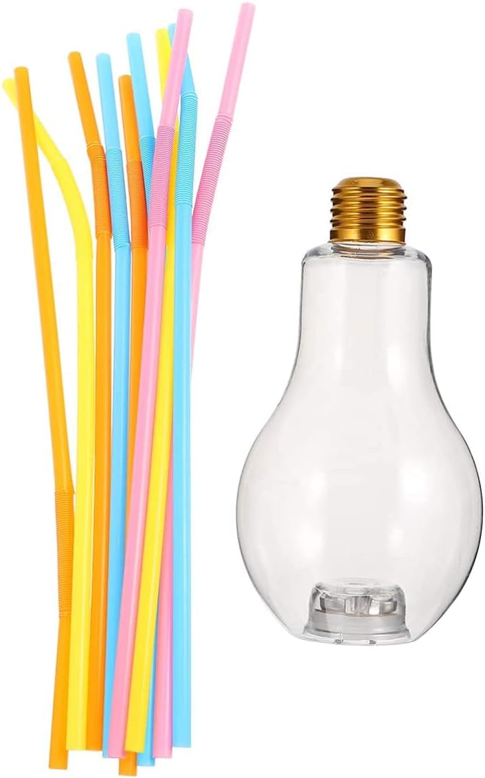 12pcs Light Bulbs Drinking Cup Glowing Bulb Shaped Cup Light Bulb Bottle for Party Favor - 300ML