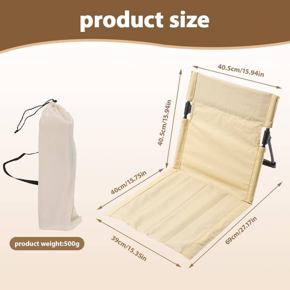 Strandsitz mit Rückenlehne, Strandstuhlkissen, Strand-Klappstuhl, Tragbare Strandliege Faltbarer, Bodenstuhl Klappbares Tribünenkissen, Strandmatte Klappbar für Picknick Garten Wandern