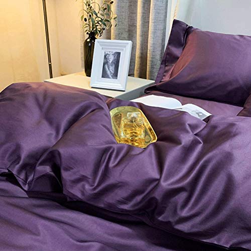 Literie Parure de lit 4 pièces Ensemble de literie Coton Simple Solide Longues Agrafes Coton Doux 100% (C Full) (D King)