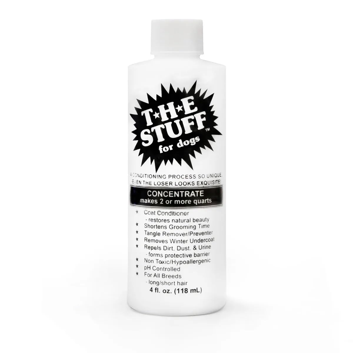 Dog Coat Leave in Conditioner Detangler The Stuff Penetrates Mats and Tangles (4 Ounce Concentrate)
