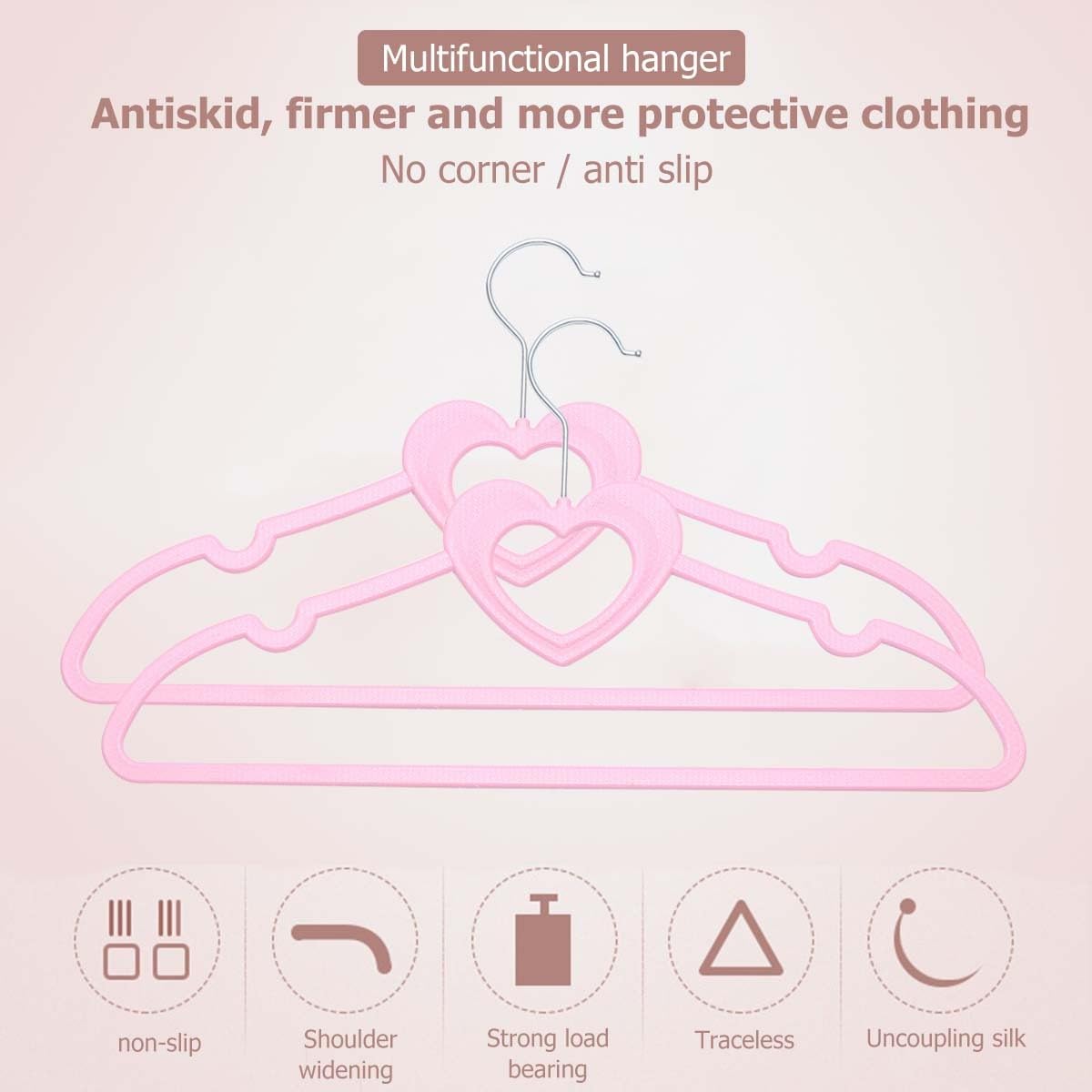 Praktischer Kleiderständer Formschöne Heimaufhänger zum Schutz der Kleidung Kleiderbügel Zufälliger Stil Rosa aus Abs Kunststoff 10 Stück mit Anti Rost Haken für Zuhause