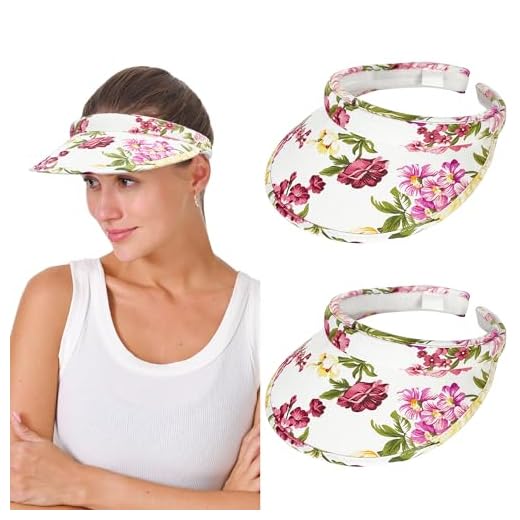 2 Pack Women Visors Hat Men Open Back Sun Visor Hats Clip On Wide Brim Visor Cap Cotton UV Adjustable Sports Tennis Golf Travel Caps