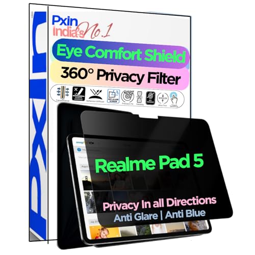 Image of PxIn Tablet Privacy Screen Guard compatible with Realme Pad 5 | No.1 | Anti Glare | Anti Blue Light | Anti UV | 4 Way Privacy Filter | 360 Privacy | Eye Protect