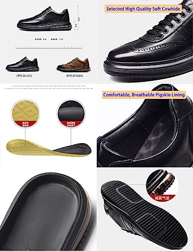 Men's Air Cushion Dress Leather Shoes,Lightweight Comfort Trendy Wingtip Carving Lace-up Casual Business Oxford Sneakers2